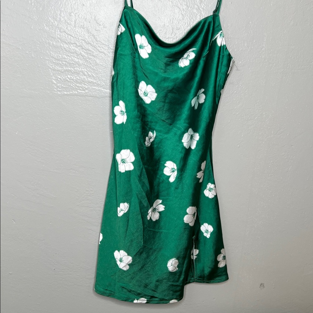 Princess Poly Green Slip Dress NEW Satin Mini Floral Strapless dress Size 0 & 2 - Picture 3 of 5